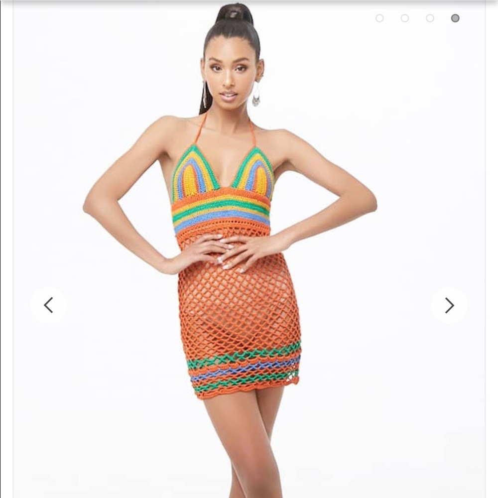 NWT Forever 21 	Crochet Open-Knit Halter Dress M
